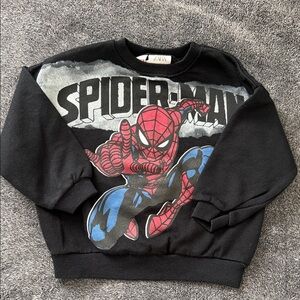Zara Kids Black Spider-Man Graphic Sweatshirt